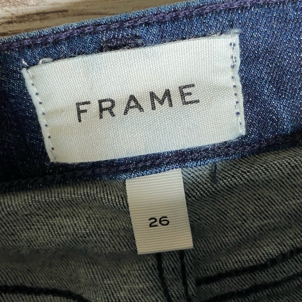FRAME DENIM LE CROP MINI BOOT STRETCH DENIM JEANS CROP FLARE RAW HEM sz 26 EUC! - Picture 4 of 6